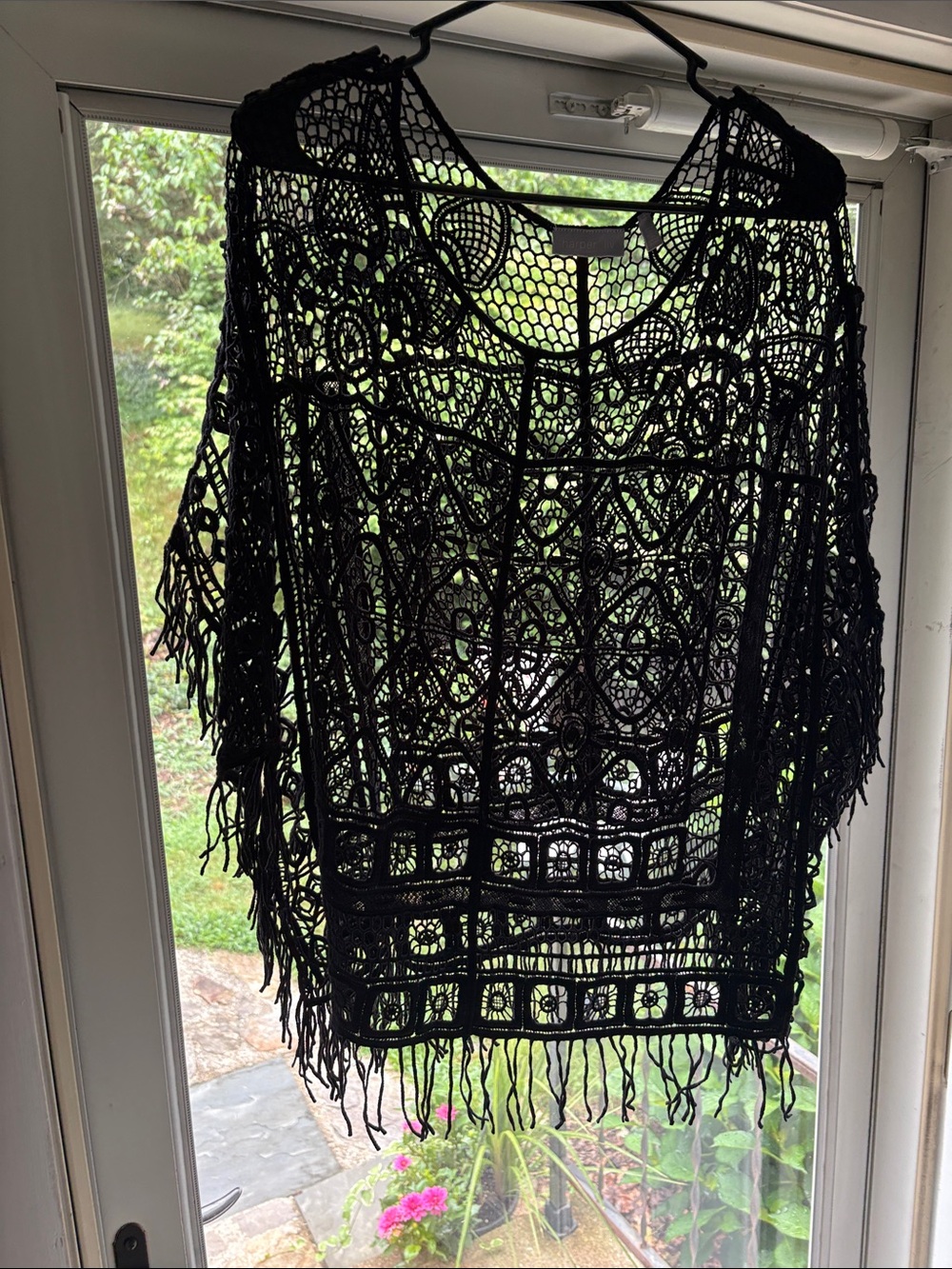 Black Crochet Fringe Cover-Up